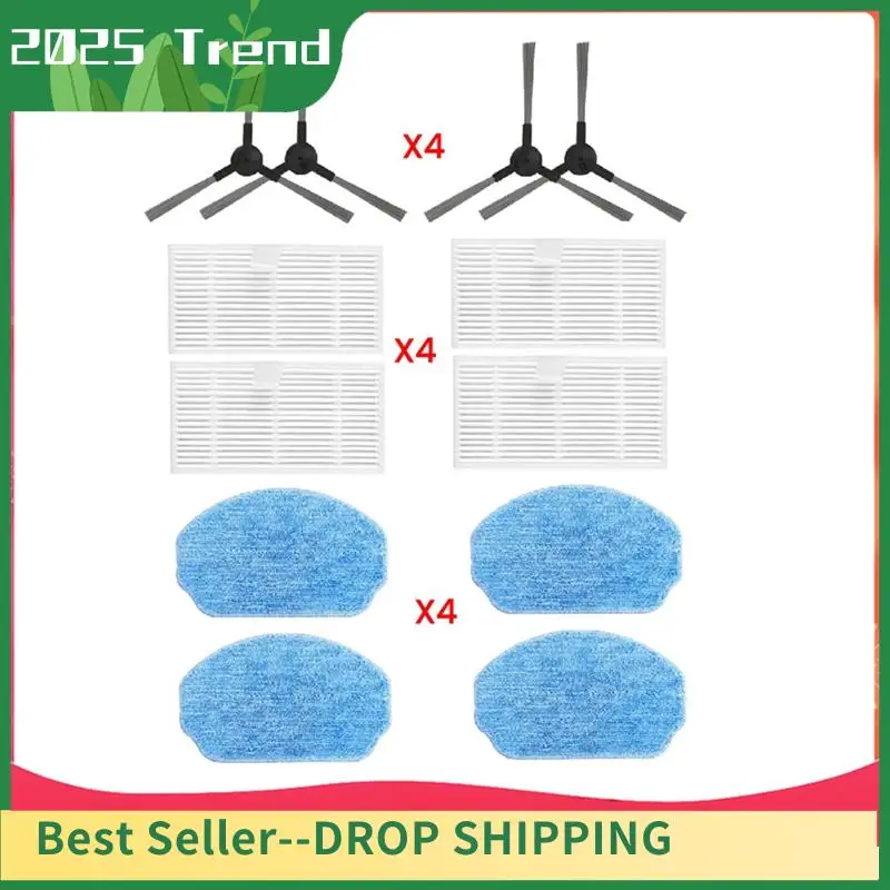 

12PCS Side Brush Hepa Filter Mop Cloth Formidea VCR04G Robot Vacuum Replacement Accessories