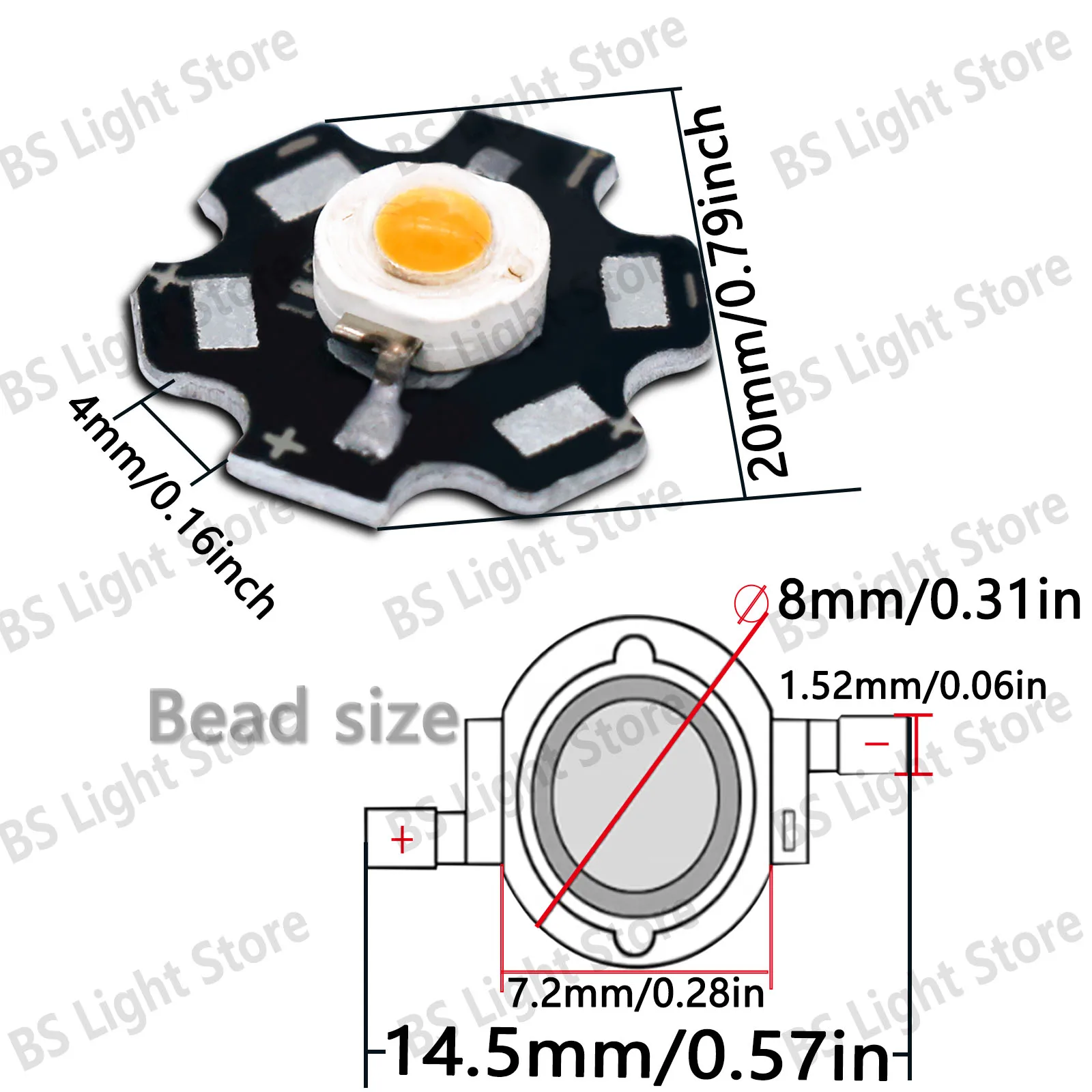 LED حبة 1 واط 3 واط دافئ أبيض/أبيض بارد/أبيض طبيعي/أحمر/أخضر/أزرق PCB ستار Led رقاقة ديود داخلي مصدر ضوء النبات الملحقات #4