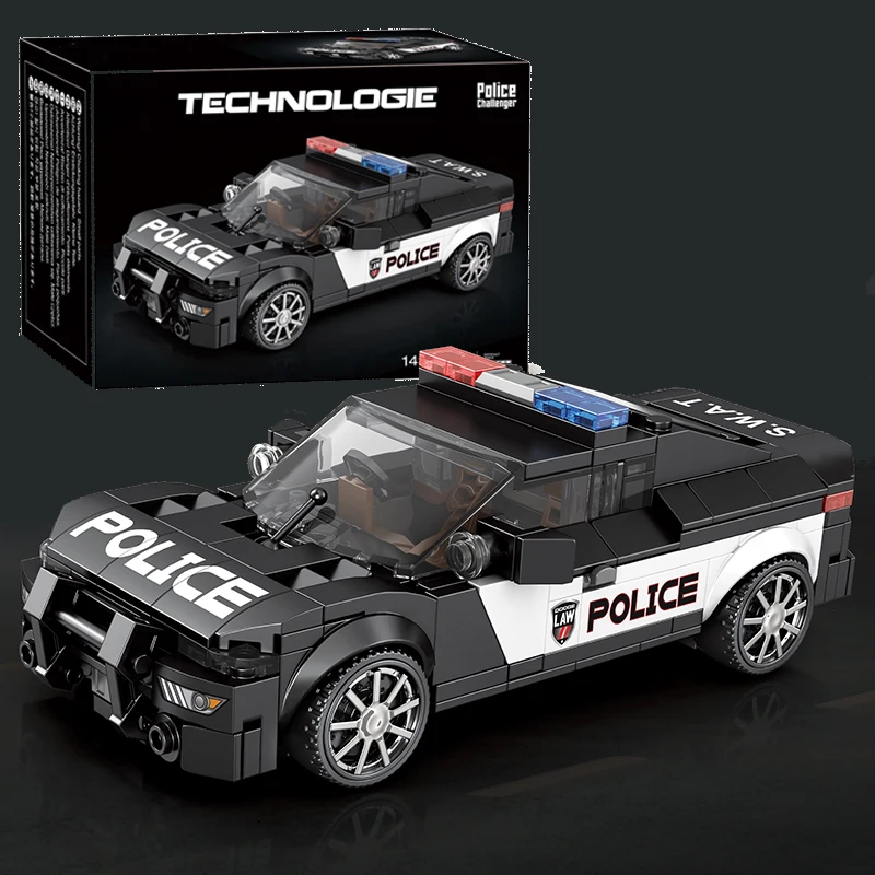مدينة جديدة SWAT سباق السيارات اللبنات نموذج الشرطة سرعة السيارات الرياضية اللعب لتقوم بها بنفسك الطوب سيارة هدايا عيد ميلاد للبنين أطفال 1:24