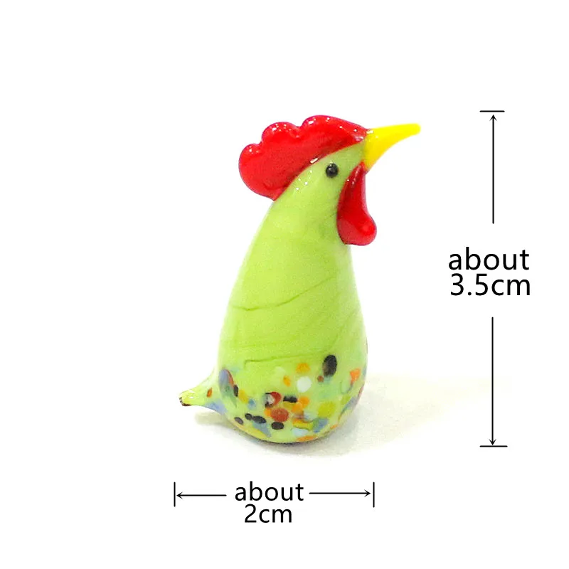 Easter Decor Mini Glass Chicken Figurine Cute Rooster Cock Ornament Home Fairy Garden Micro Landscape Bonsai Decoration Supplies