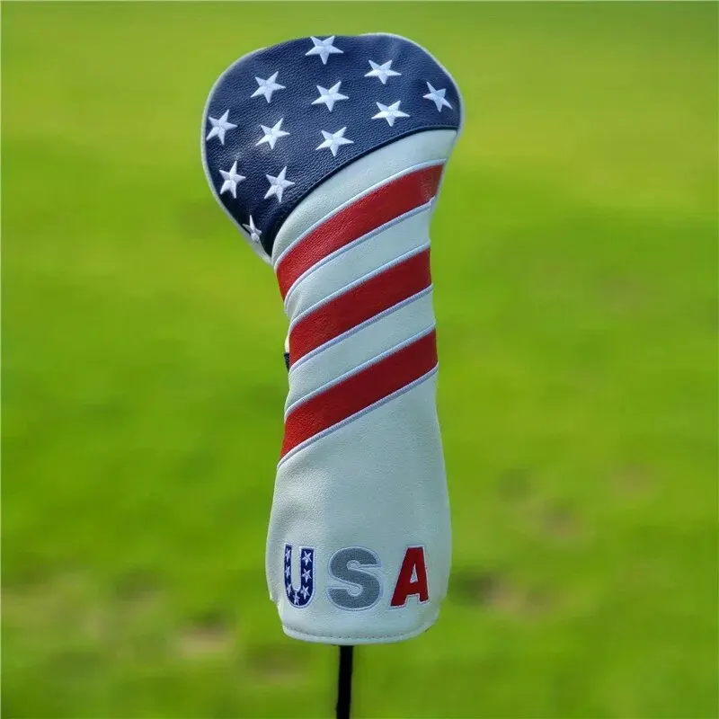 Patriotic Golf Club Head Cover Set - Protect Your Clubs With Durable PU Leather And Vibrant American Flag Design