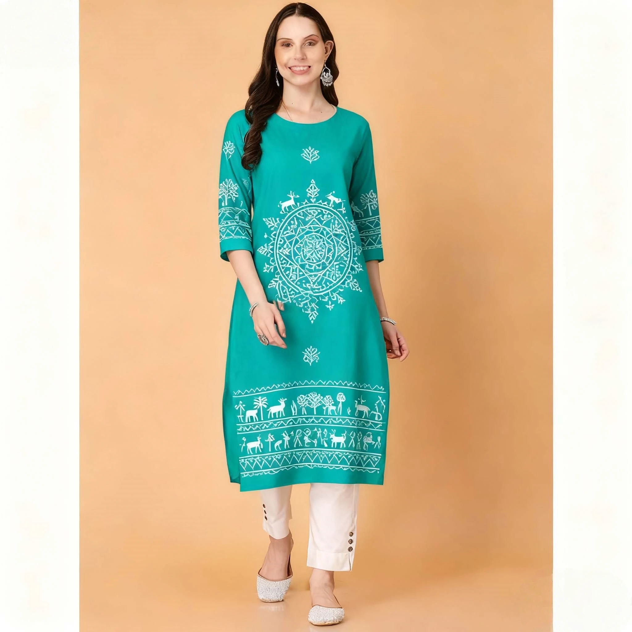 Muslim Dress Kurt Women's Fashionable Straight Tube National style Slit hem Multiple National Style Robe Abito Donna Musulmana