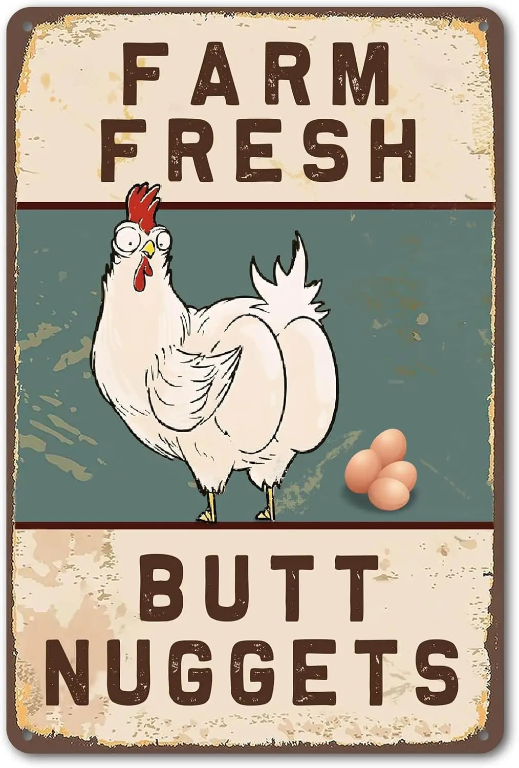 Bestylez Funny Chicken Coop Sign Vintage Chicken Sign - Farm Fresh Butt Nuggets Sign Outdoor Chicken Decor 8