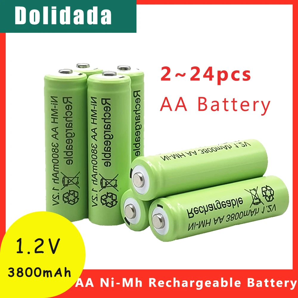 Batteria 1.2v AA 3800mah Ni Mh Bateria 2a batteria ricaricabile per Mp3 lampada a Led fotocamera giocattolo microfono accessori per telecomando