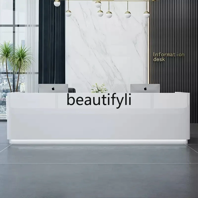 

zzqCompany Front Desk Reception Desk Simple Modern Beauty Salon Creative Counter Table Hotel High-end Lacquer Cashier Bar Table