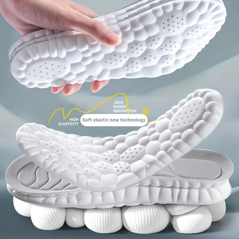 4D Cloud Technology Sports Insoles For Men Women Soft Breathable High-elasticity Shock Absorption Running Shoe Pad Latex Massage