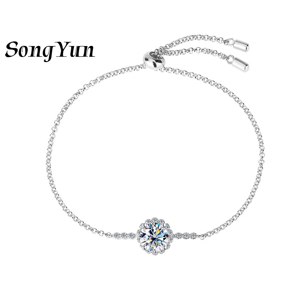 SONGYUN Luxury Jewelry 925 Sterling Silver Bracelet Moissanite Diamond Chain Party Ladies Real Gold Plated SYT Patent Bangle