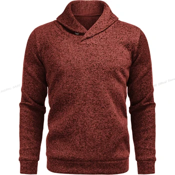 Autumn Long Sleeve Turtleneck Sweatshirts Button Solid Color Pullover Men Winer Breathable Sweaters Lapel Oversize Sweater 5