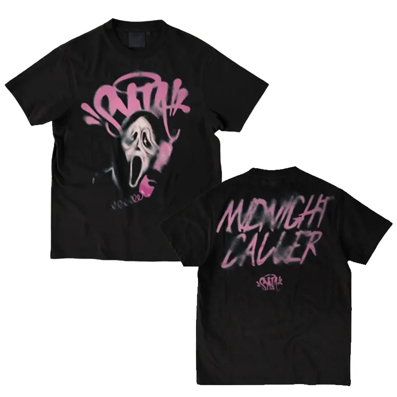 

Synaworld Cross-Border New Bla loween Print T-irt XXL Women's Spring Knitted Cotton Thin irt Pure Cotton Top