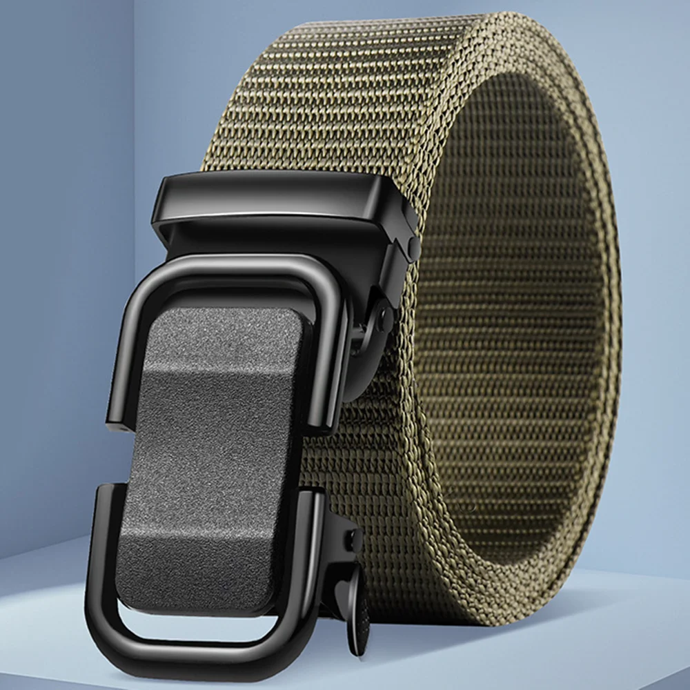 Męski pasek z automatyczną metalową klamrą, nylonowy pasek z płótna, pasek roboczy outdoorowy, nylonowy pasek z klamrą zatrzaskową.