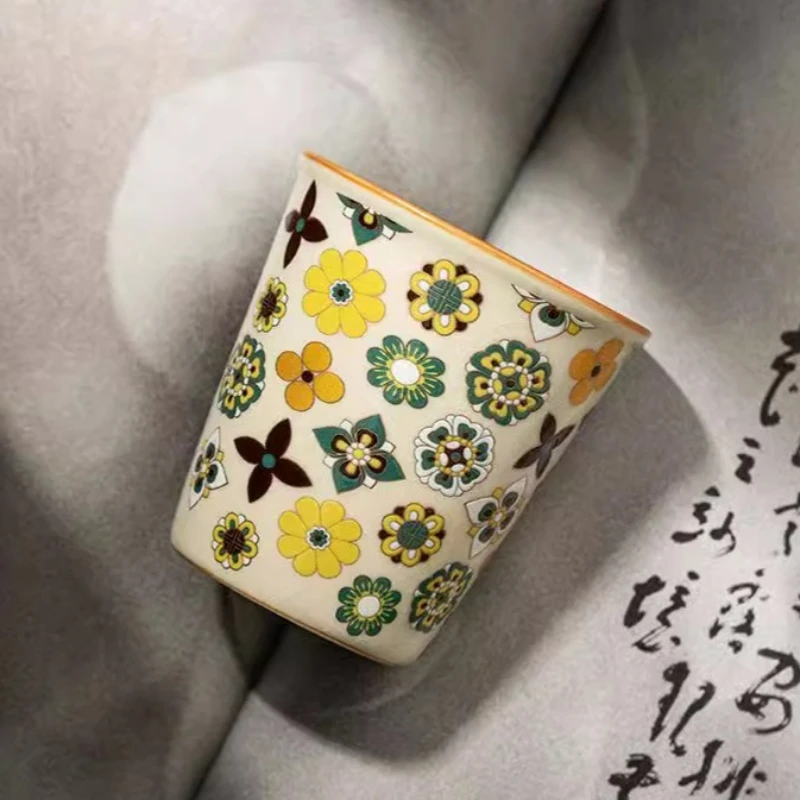 Ru Kiln Keramik-Teetasse, verheißungsvolles Blumen-Design, persönliche Master-Tasse, Gongfu-Teegeschirr, Sammlung, Geschenk für den Heimgebrauch