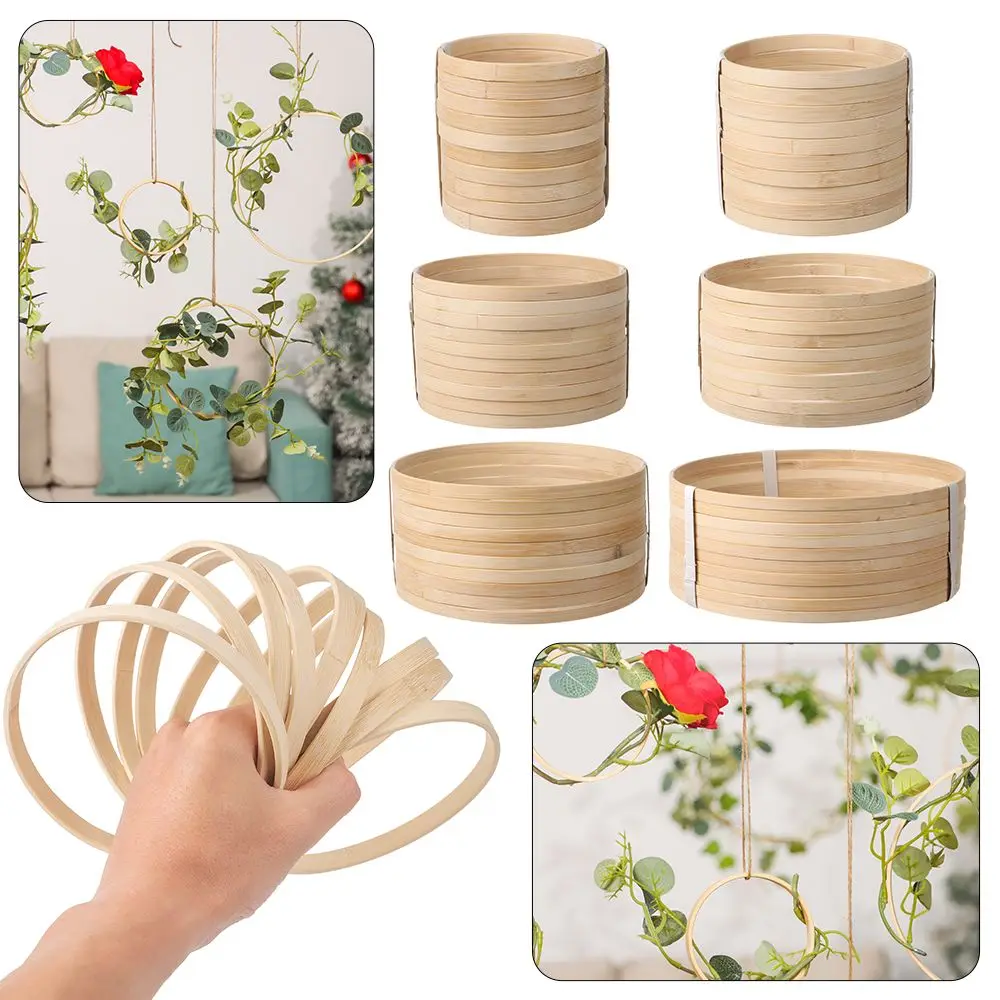 10Pcs Tools Round Crafts Wooden Bamboo Hoop Bamboo Ring Floral Hoop Dream Catcher