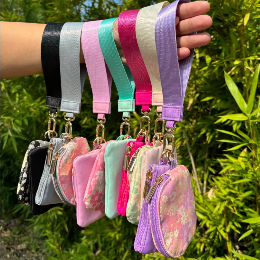New 2025 Lulu Dual Pouch Coin Purse Multifunctional Nylon Wrist Bag with Zipper Closure Convenient for Bank Cards