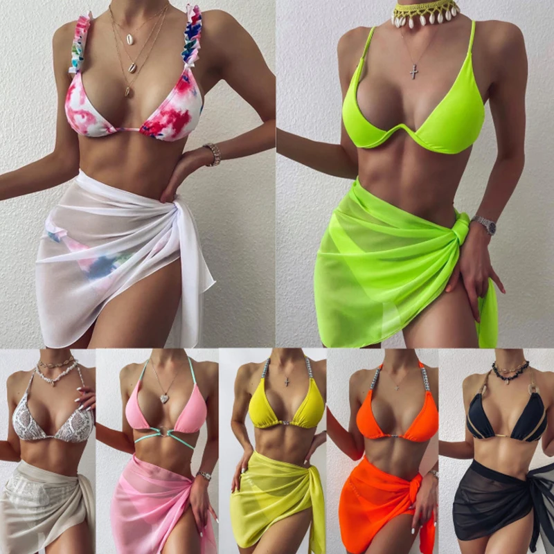 

2023 New Chiffon Bikini Cover-ups for Women Swimsuit Wrap Scarf Beachwear Summer Beach Skirts Bikini Cover Up Beach Dress