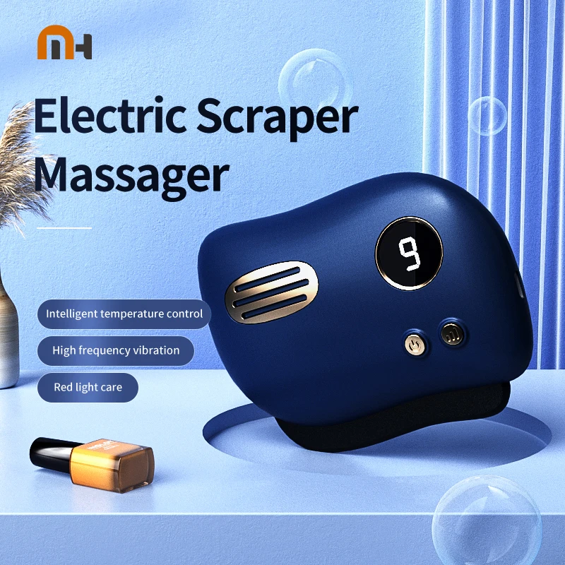 USB Electric Guasha Massager Hot Stone Heating Vibration Scraping Board Neck Back Massage Face Skin Gua Sha Facial Lifting Tools