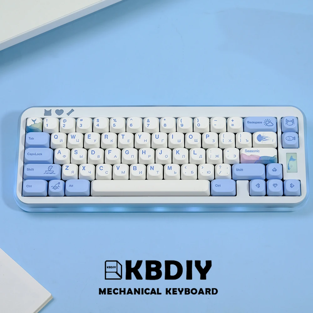 Imagem -06 - Kbdiy-koa Keycaps Conjunto para Teclado Mecânico Oceano Baleia Pbt Keycap Semelhante Moa 7u Iso Japonês Coreano Russo 135 Teclas por Conjunto