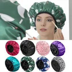 Reusable Shower Cap 3-Layer Adjustable Bath Caps Waterproof Hair Cap with Elastic Bands Shower Hat for Women Bathing supplies