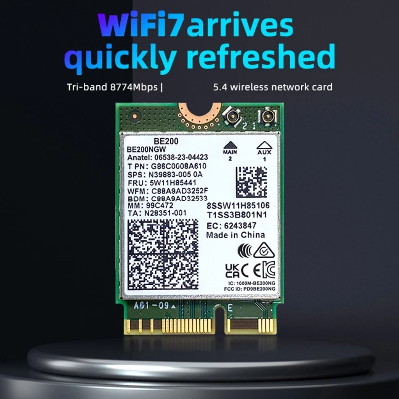 Advanced BE200 WiFi 7 Gigabit Networking Adapter 8774Mbps Three Frequency with BT5.4 for Seamlessly Home Entertainment