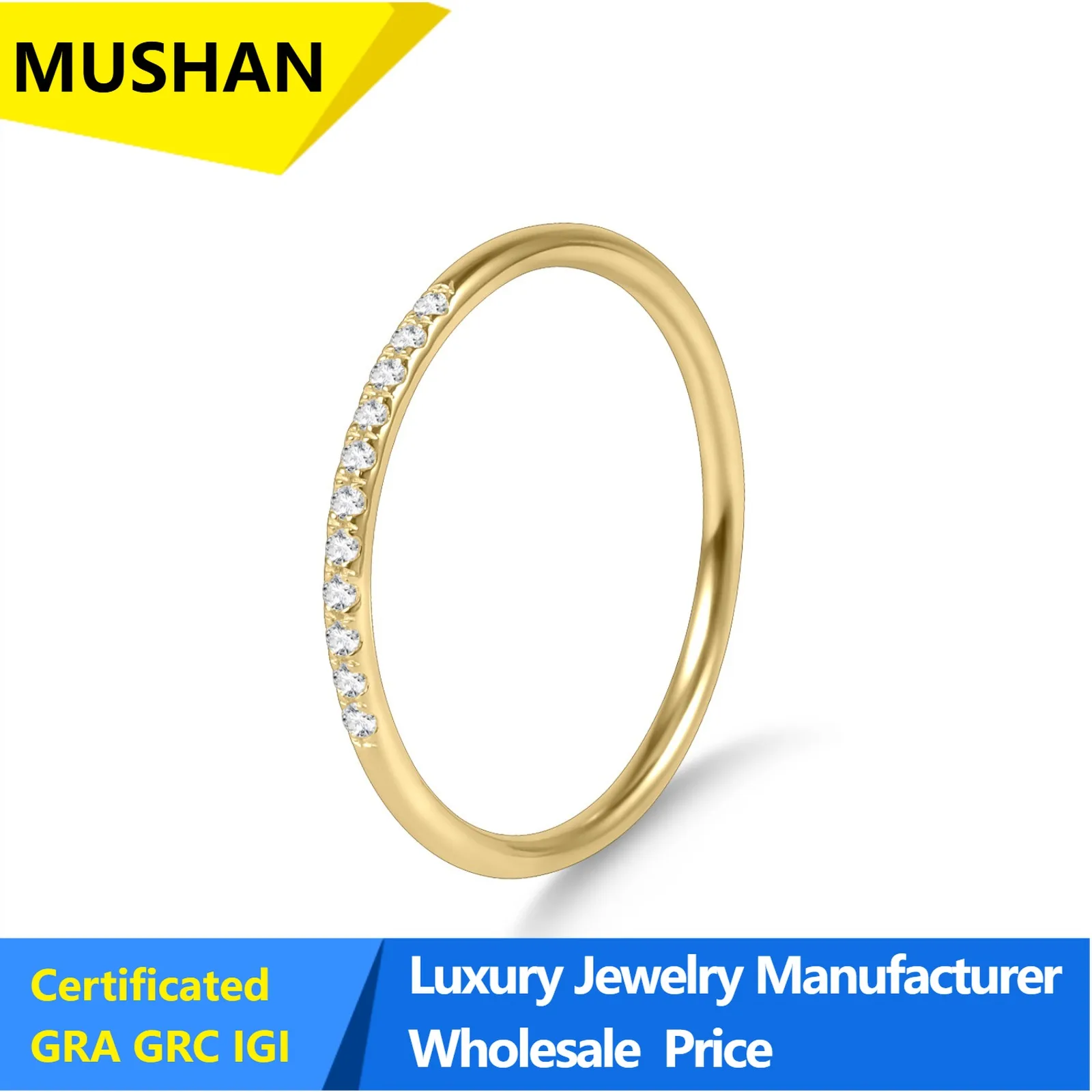 MUSHAN Jewelry Luxury Wholesale 9k 10k Gold 14k 18k Gold Rings Band Real Lab Grown Diamond Wedding Ring For Women Fine Jewelry