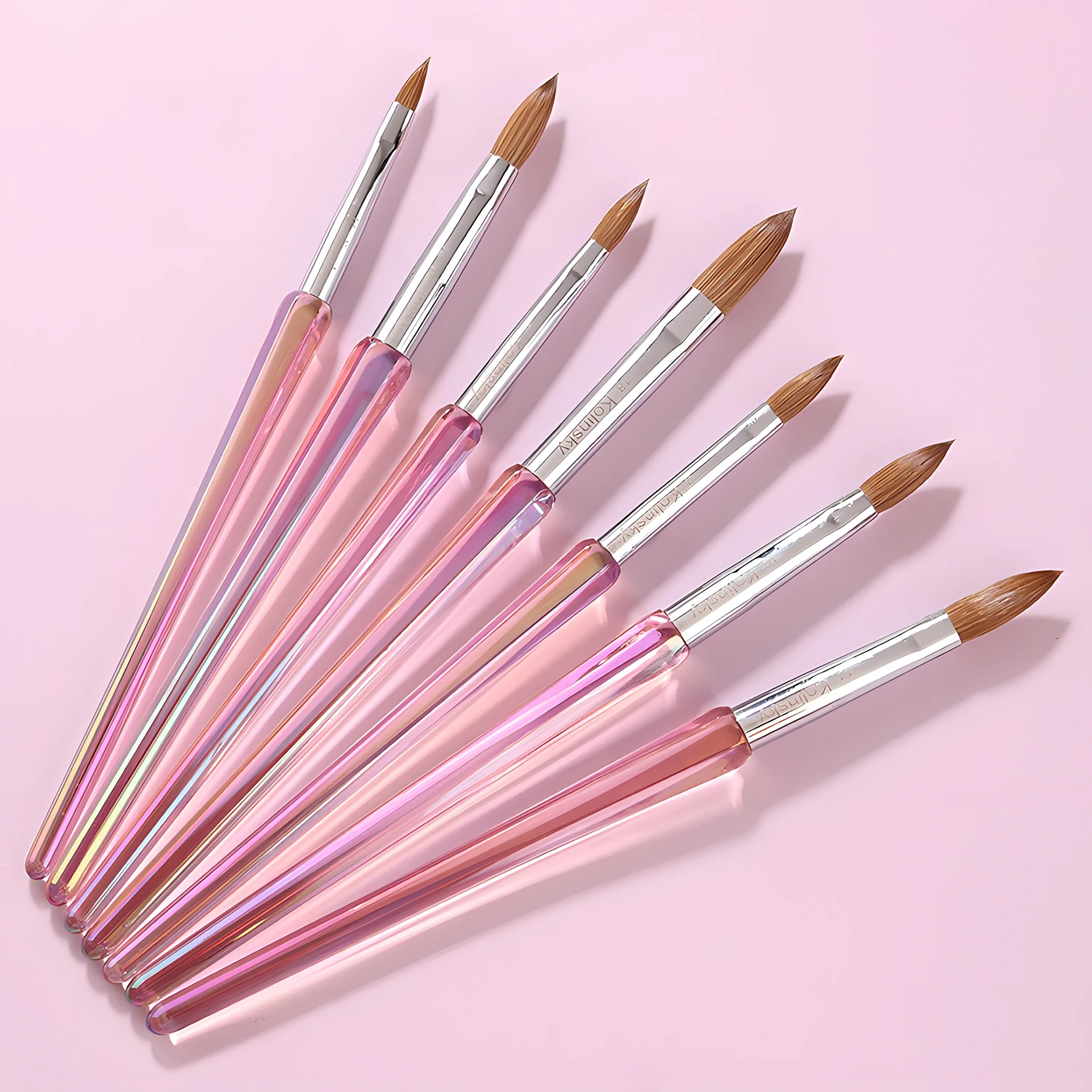 ピンクダイヤモンドハンドルのコリンスキーネイルブラシ # 16、アクリルシンフォニーデザインペン、プレミアムネイル用品