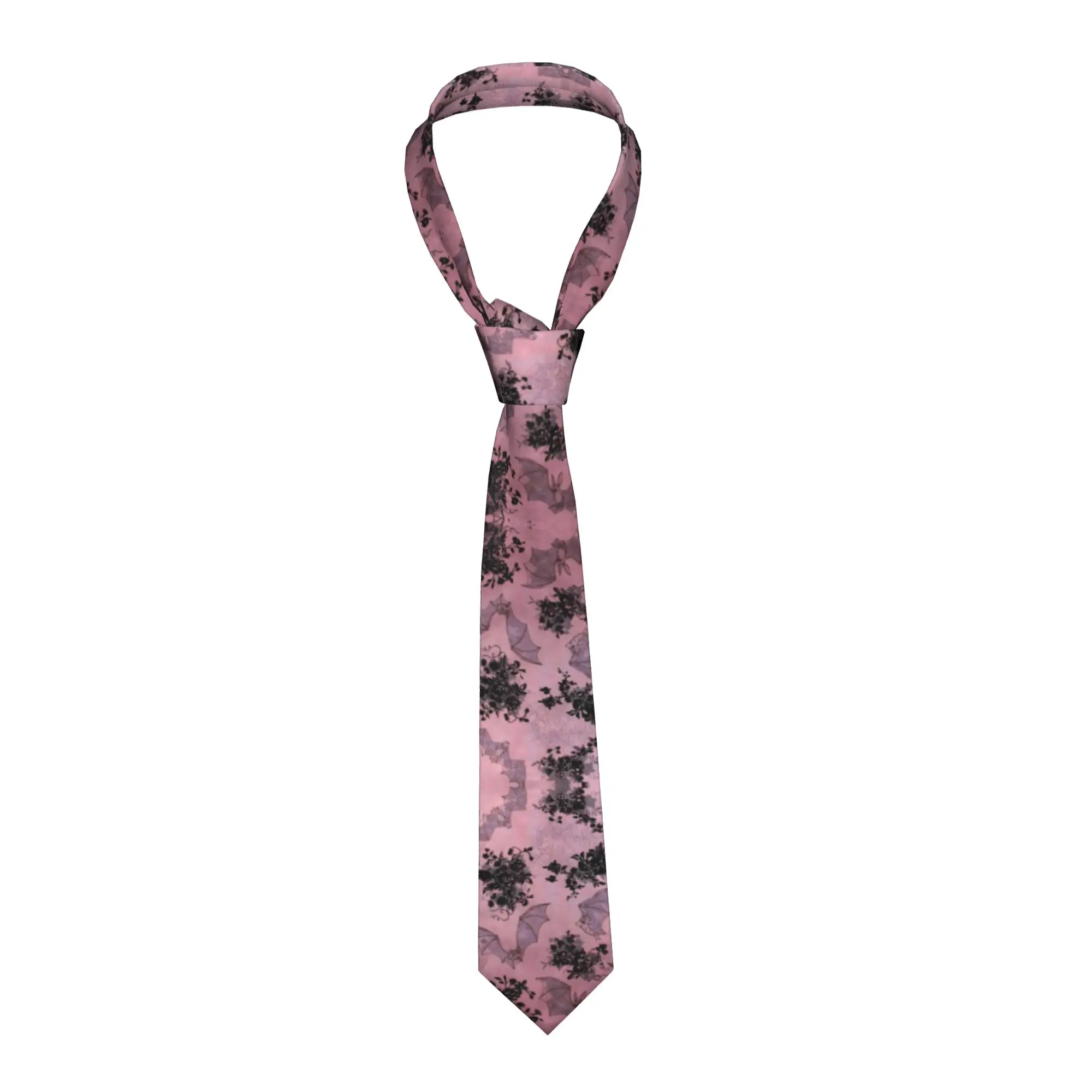 Halloween Gothic Neckties 8 cm Vampire Bats Pink Neck Ties Men Narrow Shirt Accessories Cravat Wedding Accessories Cosplay Props