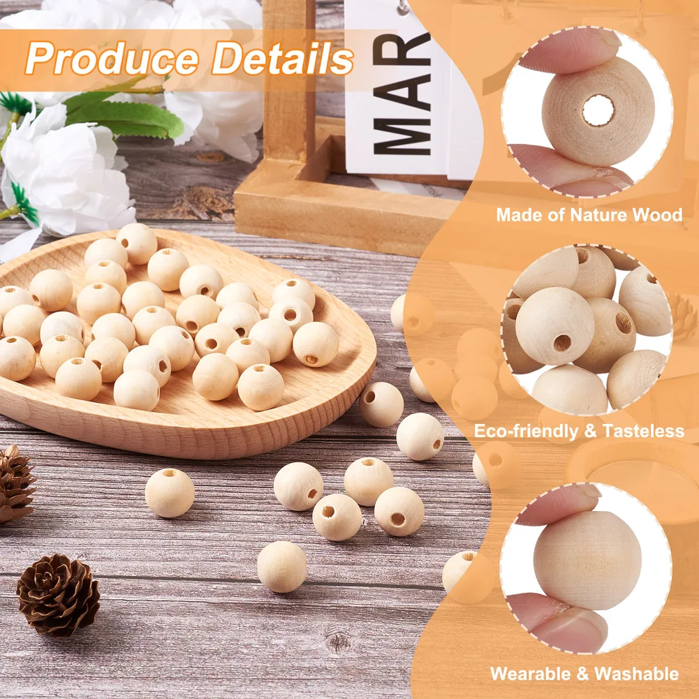 8mm 10mm 12mm 14mm 16mm 20mm 25mm Round Wood Spacer Beads for Jewelry Making Natural Wooden Balls Beads Charms Handmade Findings