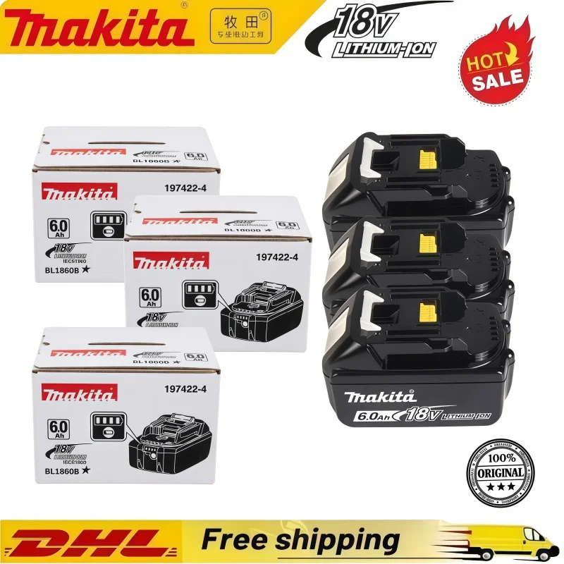 

Оригинальный аккумулятор Makita 18В 6.0Ач, для электроинструментов Makita BL1830, BL1830B, BL1840, BL1840B, BL1850, BL1860B.