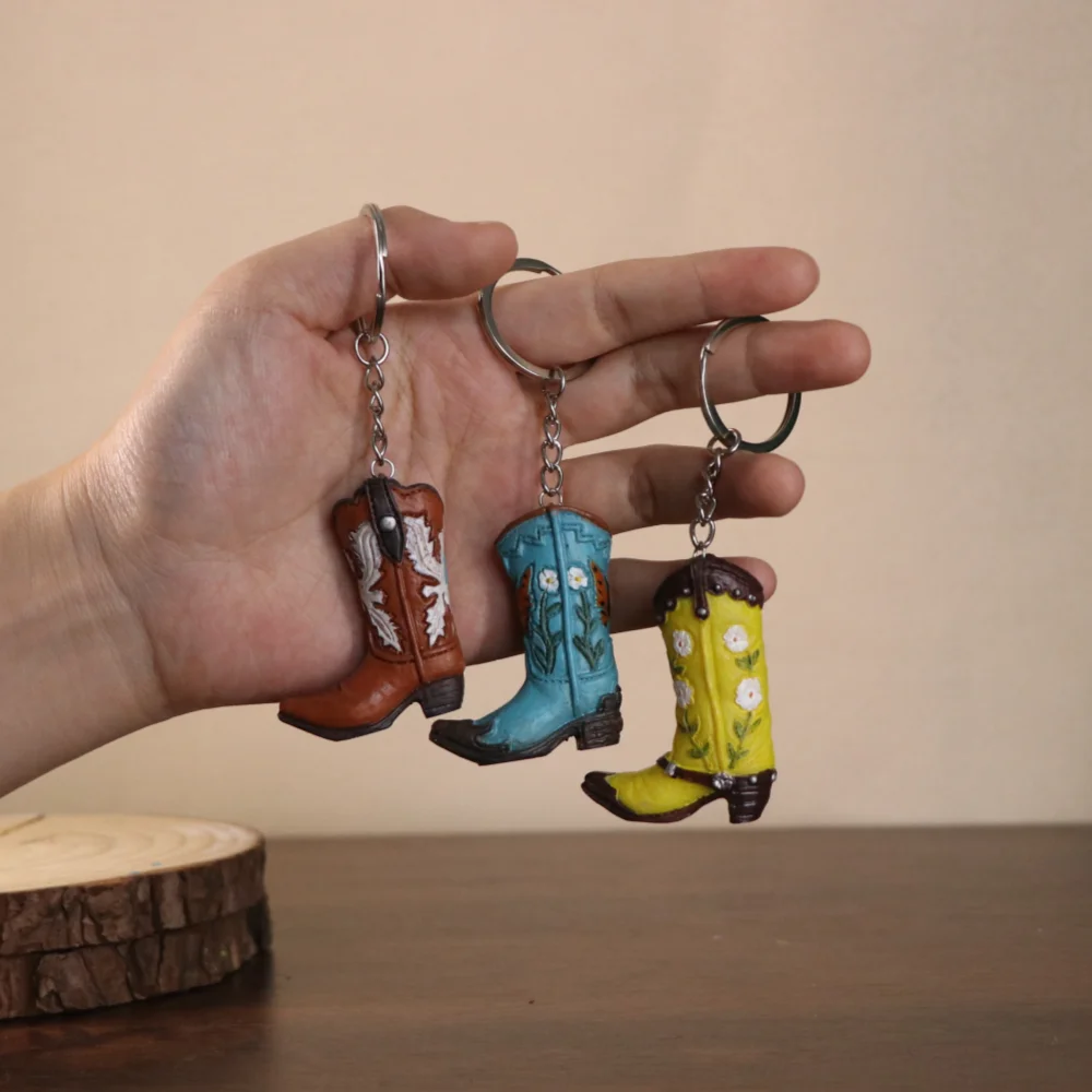 Amerikanische Spezial- und Themen-Heimdekoration 3D Mini-Cowboystiefel-Anhänger Wohnzimmer Wanddekoration Taschenzubehör Schlüsselanhänger – Detail 2
