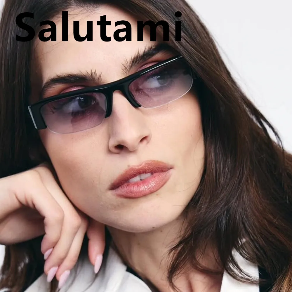 Einzigartige Halbrahmen-Sonnenbrille mit kleinem quadratischem Rahmen und Farbverlauf für Damen, neue Modemarke, Sonnenbrillen für Damen, sexy Fahrbrillen, UV400