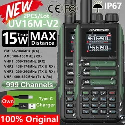 2 pak Upgrade Baofeng UV16M V2 Walkie Talkie 15W o dużej pojemności AM FM 2-Way Radio pełne pasmo LCD Copy NOAA Noise redukcja szumów