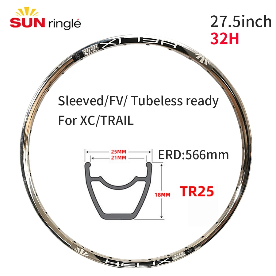 Sunringle-HELIX TR25 Bicycle Rim, Mountain Bike Circle, 26, 27.5