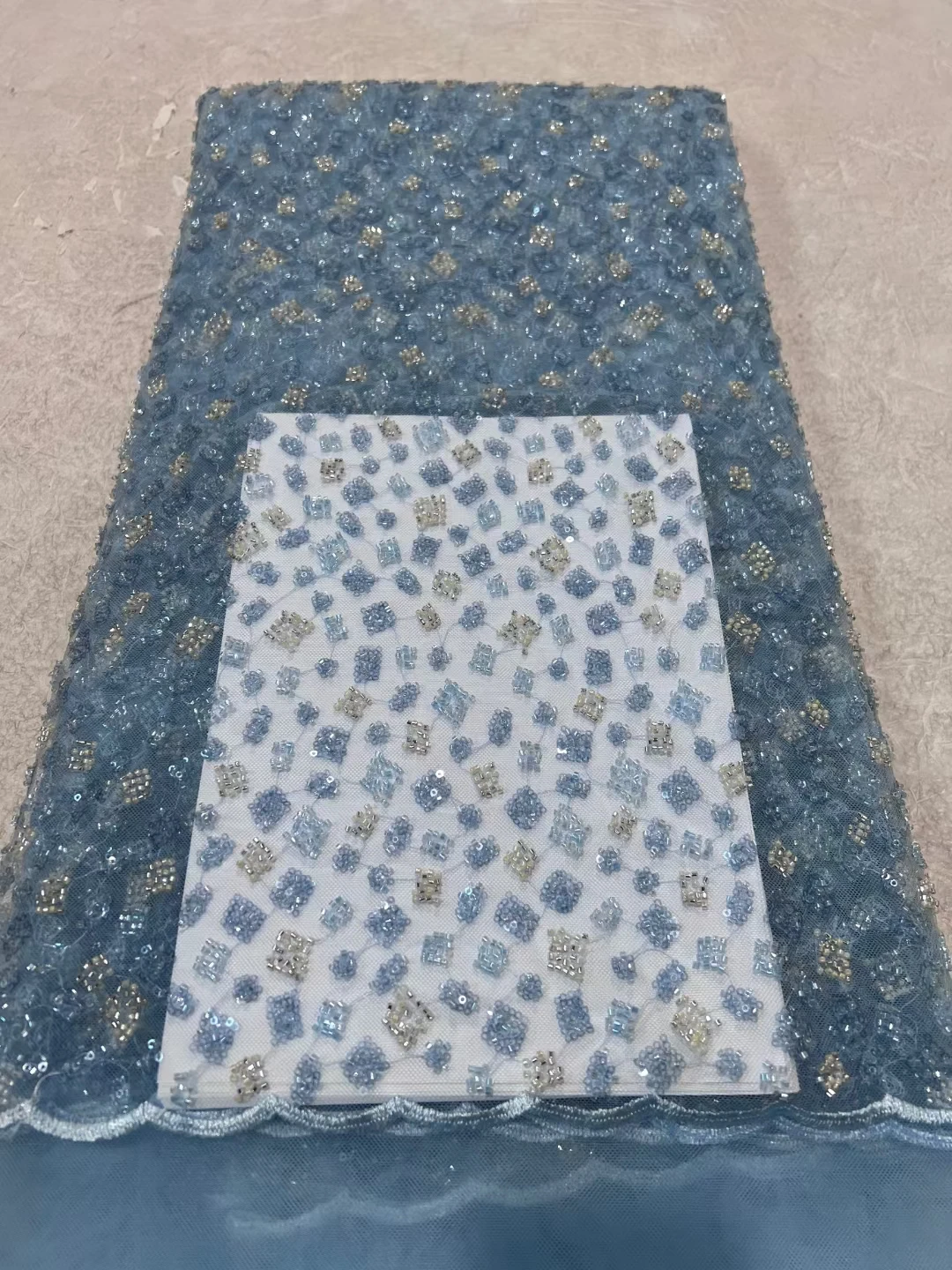 

2024 High Quality embroidery Lace Material African Sequins With Beads Tulle Lace Fabric Nigerian Lace Fabrics For Wedding Sewing