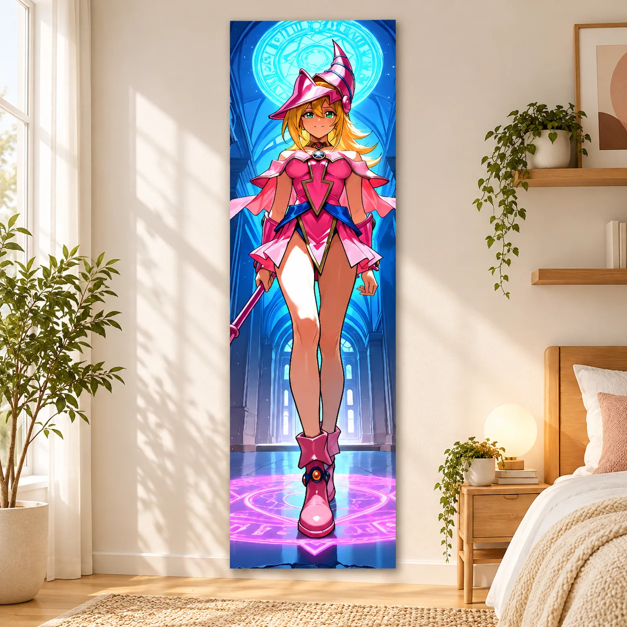 Anime Dark Magician Girl Vertical Tapestry, Yu-Gi-Oh Wall Hanging, Manga Character Wall Decor For Bedroom Room Decor