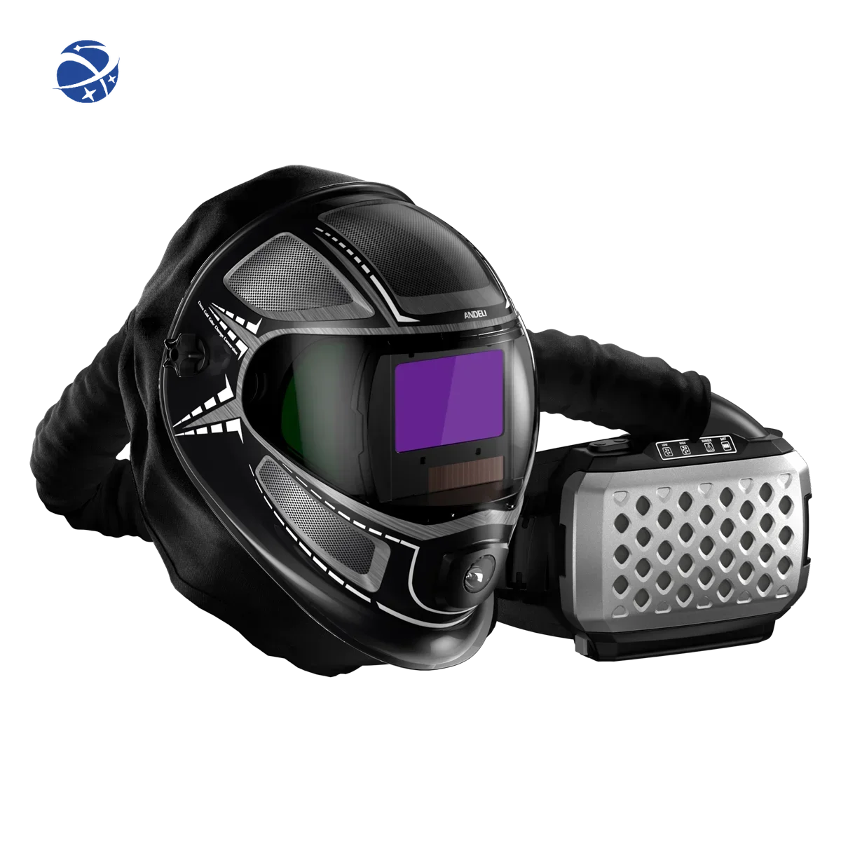 ANDELI Welding Helmet with Light 180 Degree Large Viewing Powered Air Purifying  Auto Darkening Welding Helmet