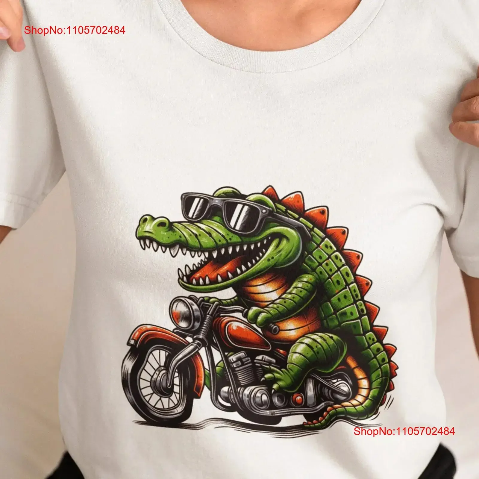 Cool Reptile Rider T Shirt Motorbike Loving Alligator Unique Biker Funny Animal Motorcycle Novelty vintage Washed Slightly
