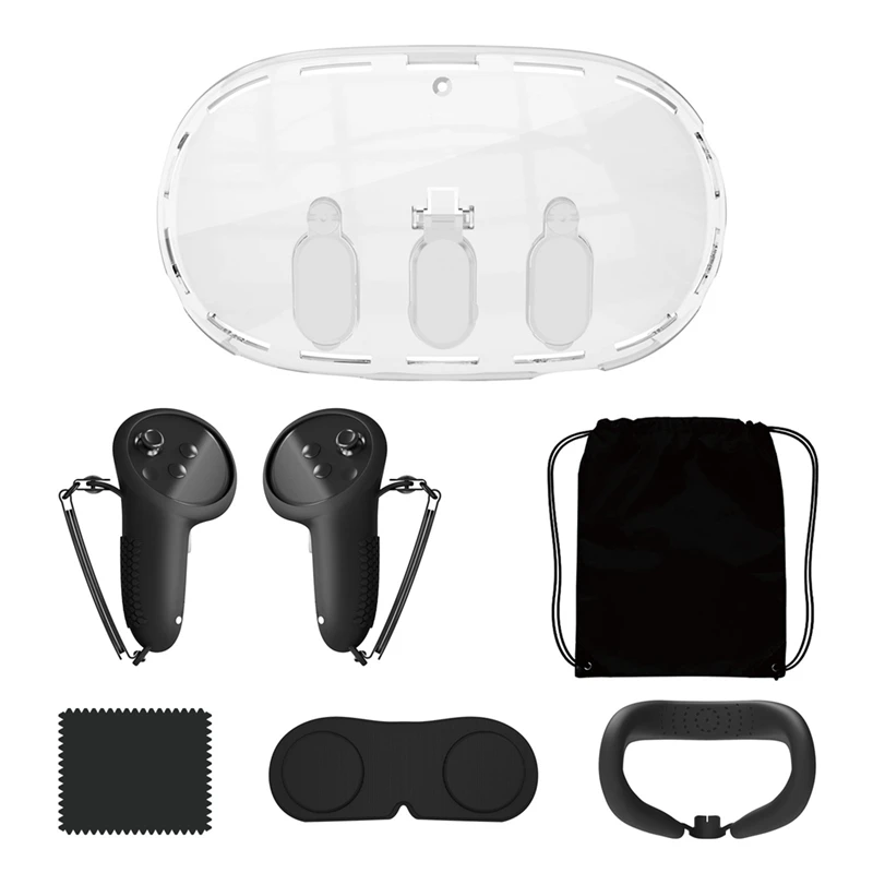 Kit de protection de masque VR pour Meta Quest3, housse de rangement anti-poussière pour casque, housse de protection portable en silicone Grip