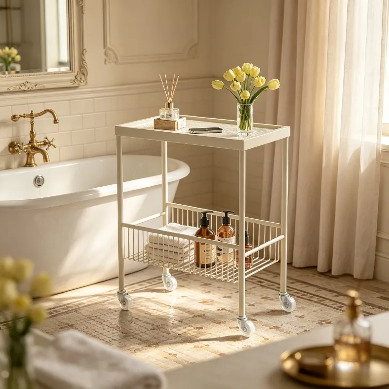 3C Tempered Ribbed Glass Double Layer Narrow Bathroom Gap Stand 25cm Anti Drop Edge Floor Rack for Toilet Paper Mobile Phone