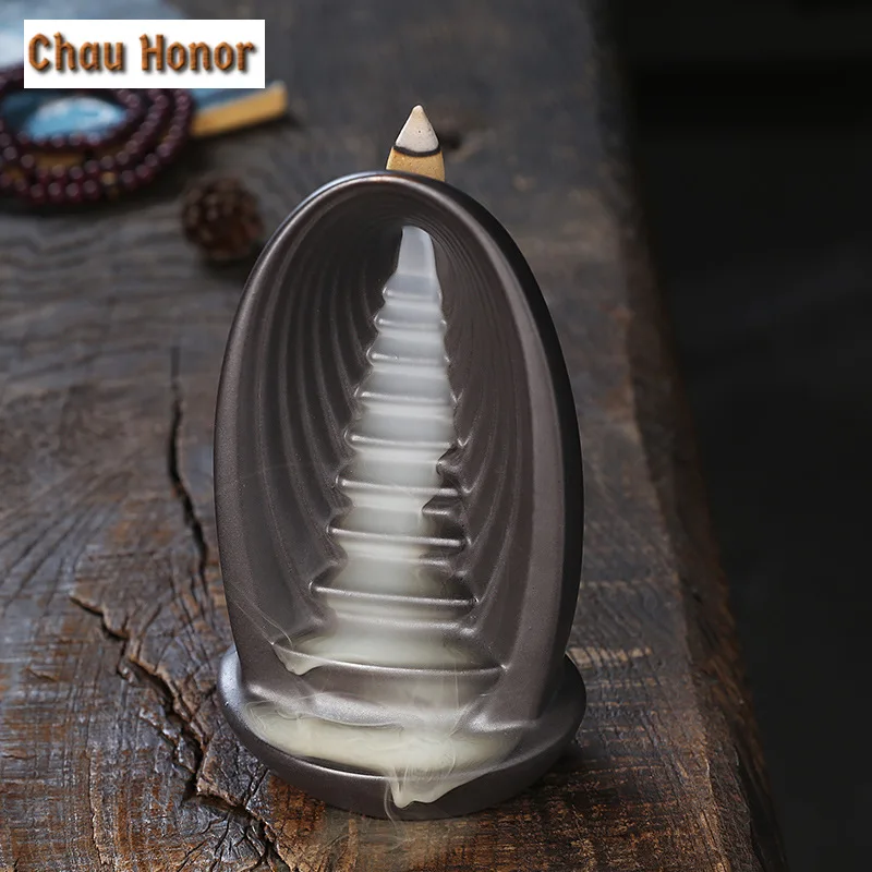 

1pc,Chinese Ceramic Handicrafts Cucurbit Home Decor Ornaments Waterfall Backflow Incense Burner Incense Censer -Without Incense