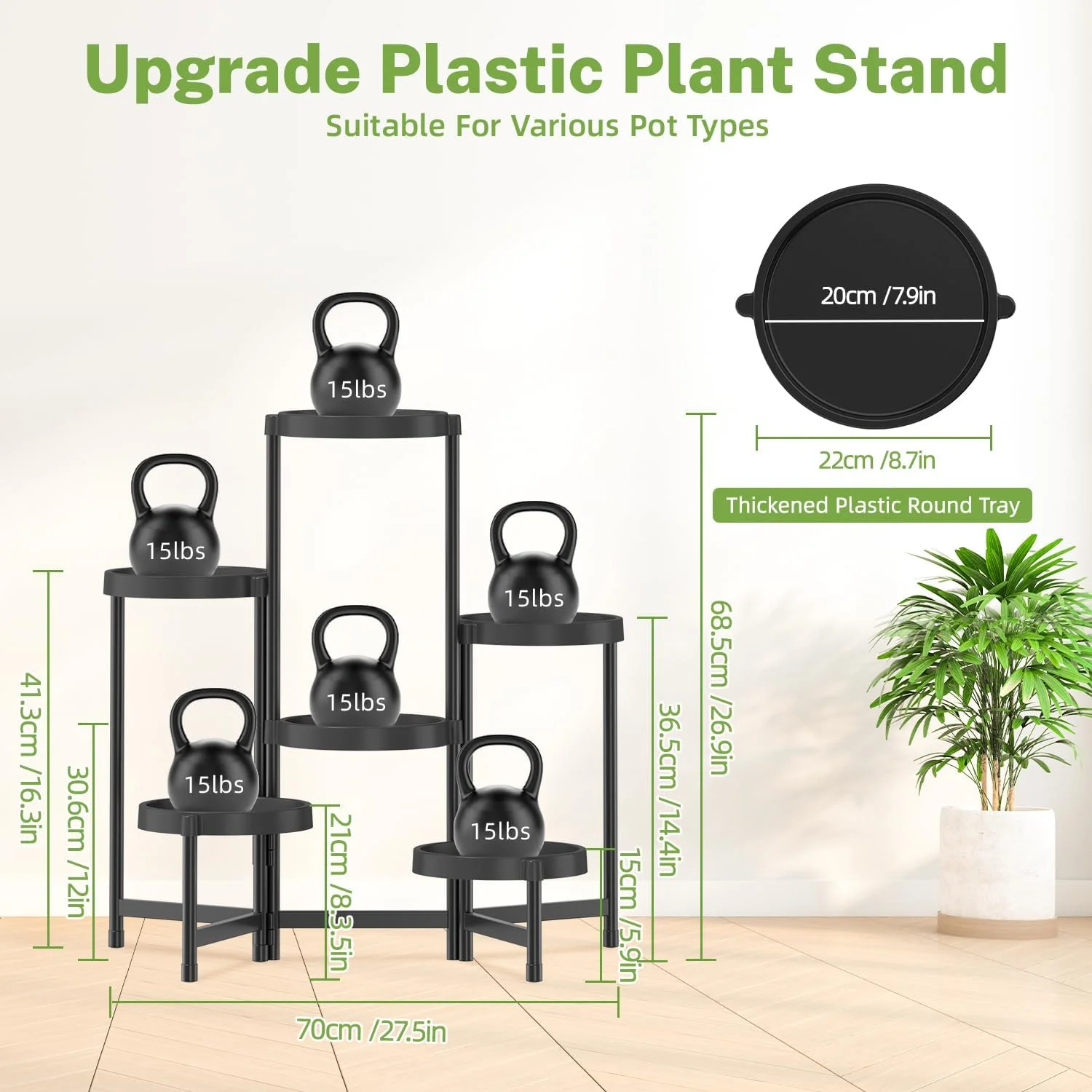 5-Tier Heavy Duty Metal Plant Stand Indoor Outdoor Corner Tall Plant Shelf for Multiple Plants Foldable Flower Pot Planterpromot