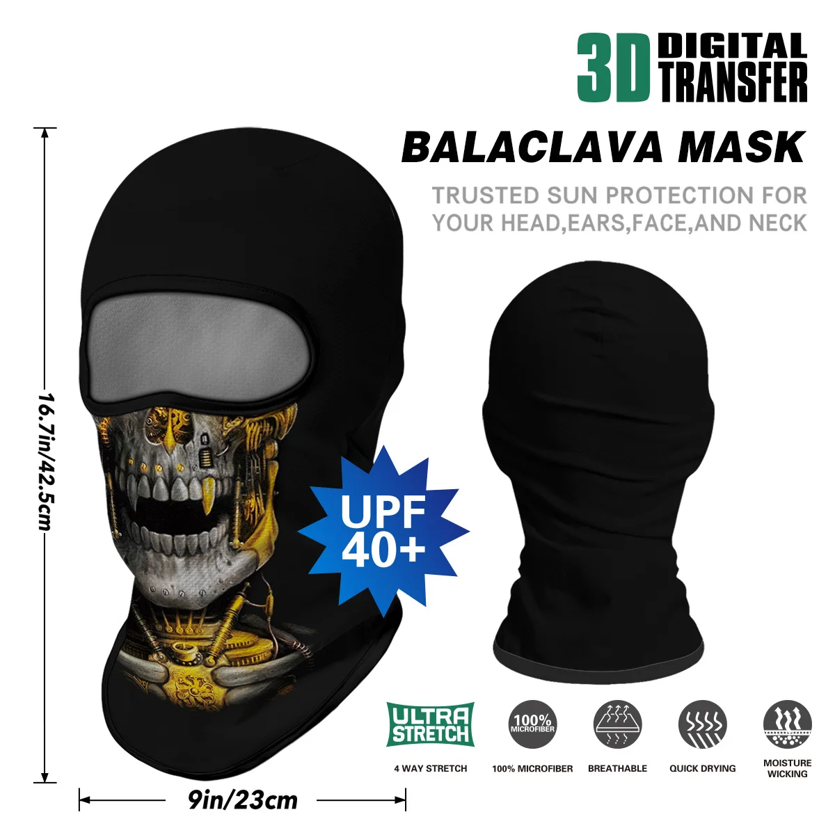 Pasamontañas de protección solar para exteriores, bufanda de equitación de calavera Venom, máscara de cara completa, Bandana multifunción, máscaras