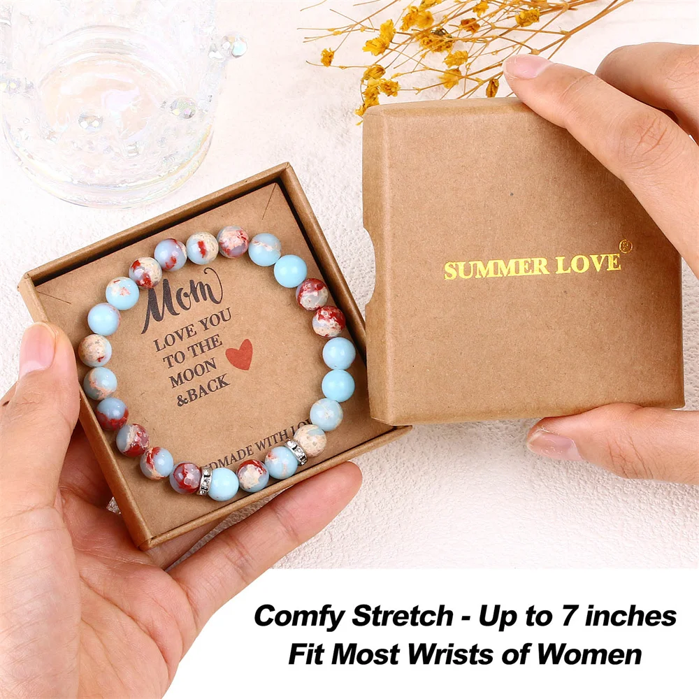 New Moonstone Volcanic Stone Bracelets For Mom Sister Grandma Auntie Gift Jewelry Bangles 2024 Luxury Jewellery Women Accesories