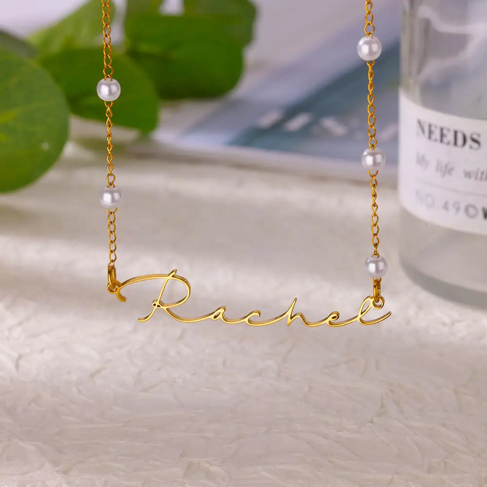 

Personalized Imitation Pearl Name Necklace For Women Custom Dainty Choker Necklace Minimalist Pearl Jewelry Gift for Her