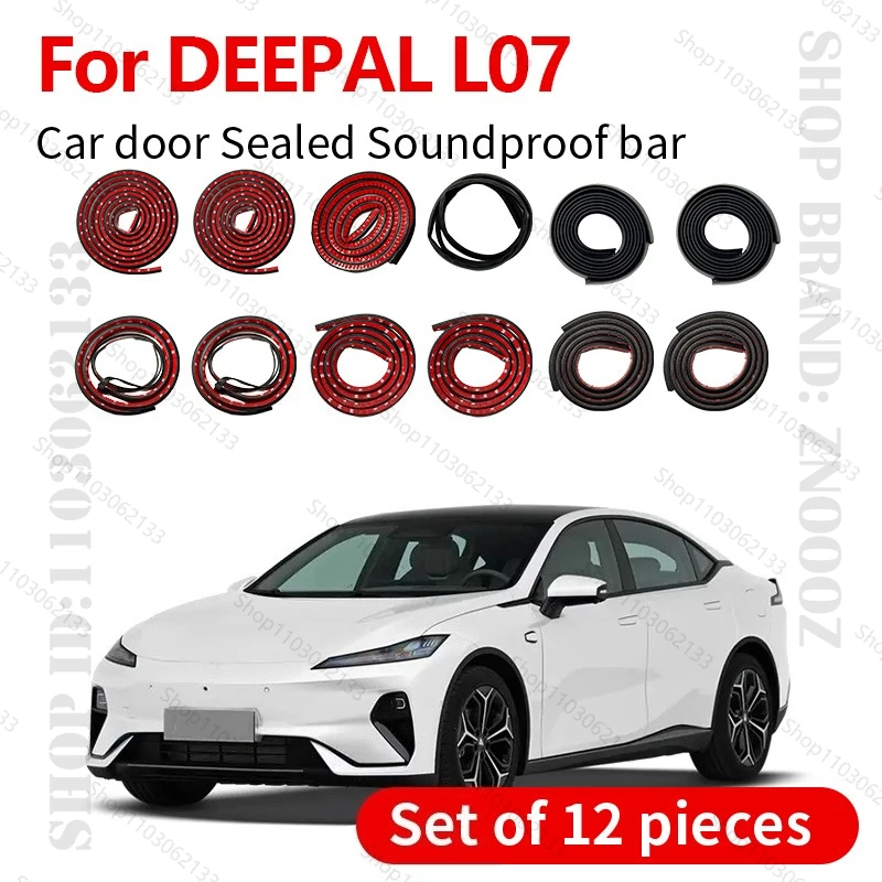 For 2023-2025 DEEPAL LO7 Car Door Seal Strip Rubber Double Layer Sealing Protector Soundproof Dustproof Seal Strip 12PCS Set
