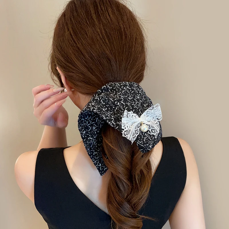 Nouveau Chinois floral gros intestin bandeau femmes tempérament polyvalent surdimensionné tissu cheveux corde