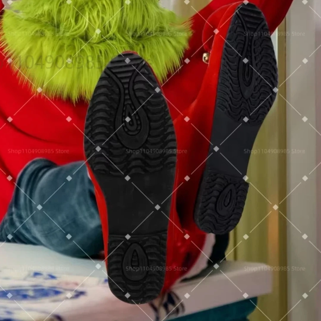 Christmas Elf Shoes Red and Green Santa Elf Shoes Slippers with Jingle Bells Cosplay Boots for Adults Christmas Carnival Party