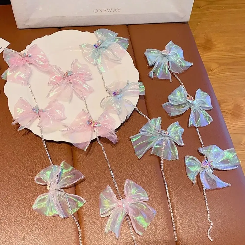 إكسسوارات شعر على شكل فراشة مقوسة للنساء والفتيات ، وردي ، أرجواني ، لامع ، مشبك ، سلسلة ، لؤلؤ ، جانبي ، لطيف ، دبوس شعر ، جديد