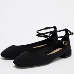 Designer Ballet Flat Shoes Women Comfy Soft Sole Leisure Autumn Footwear Women Fashion Round Toe Ankle Strap Mary Jane Shoe
