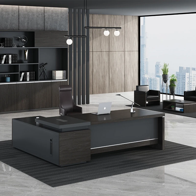 

Modern Wooden L-Shaped Executive CEO Boss Desk Large Office Computer Desk
