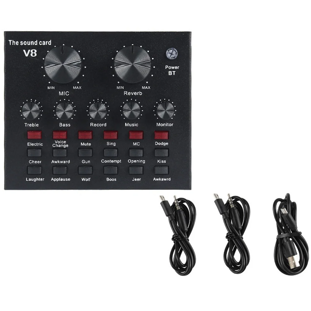 1Set Condenser Microphone Sound Card Professional Live Streaming Sound Mixer Board Noise Reduction Podcast Recording Voice