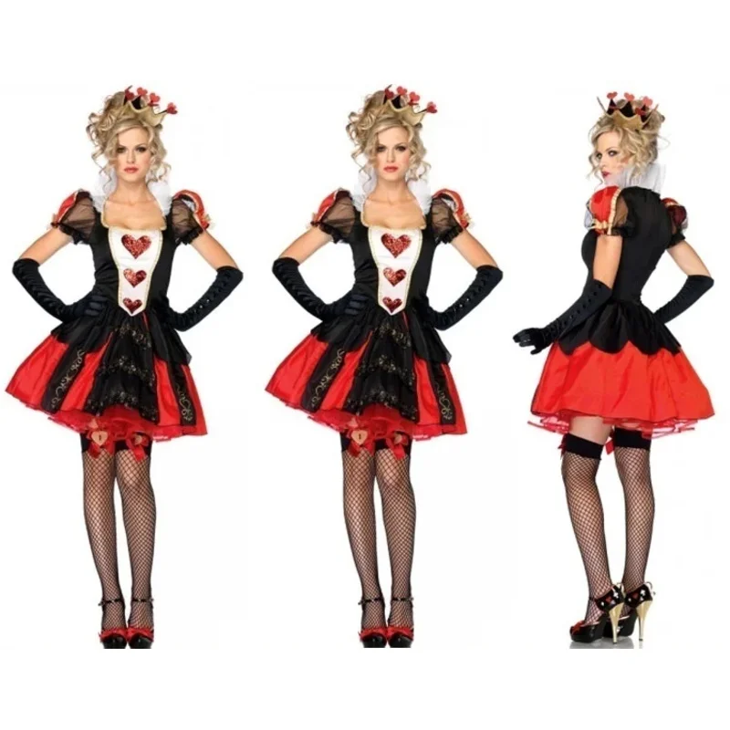 

Хэллоуин ведьма косплей Алиса в стране чудес платье королевы с красным сердцем